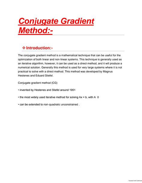 Image result for Conjugate Gradient Method