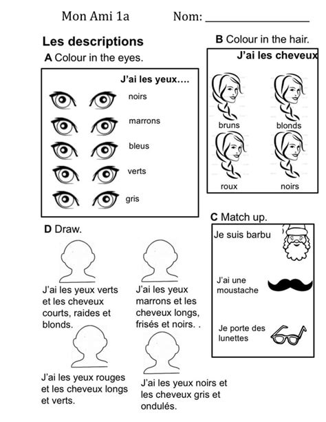 Image result for Class 7 French Worksheet On Describing Presents