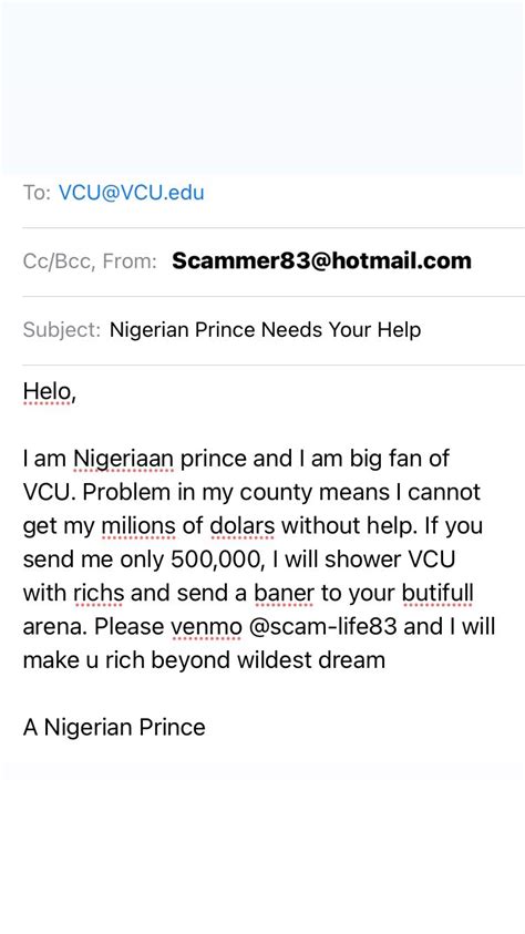Nigerian Email Scam Example に対する画像結果