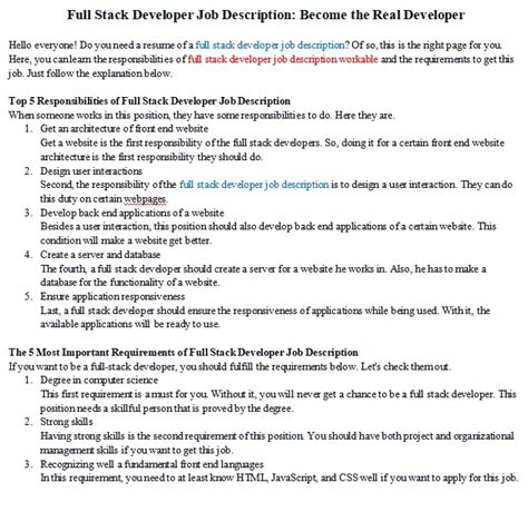 Image result for Full-Stack Developer Job Posting