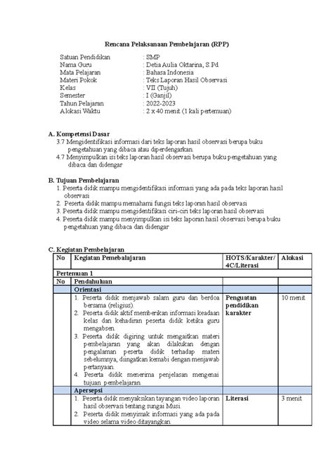 Contoh Format RPP に対する画像結果