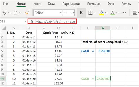 Calculating CAGR in Excel に対する画像結果