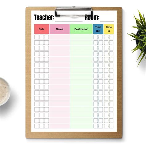 Classroom Sign Out Sheet Rpintable に対する画像結果