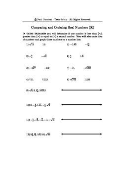 Image result for Comparing and Ordering Real Numbers Worksheet