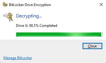 Toradh íomhá ar Decrypt BitLocker Cmd