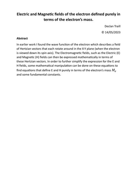 Toradh íomhá ar Electron Static Mass