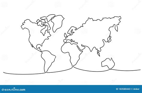 Afbeeldingsresultaten voor Map of the World Line Drawing