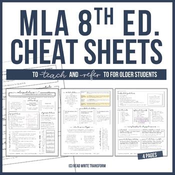 Image result for MLA Format Cheat Sheet PDF
