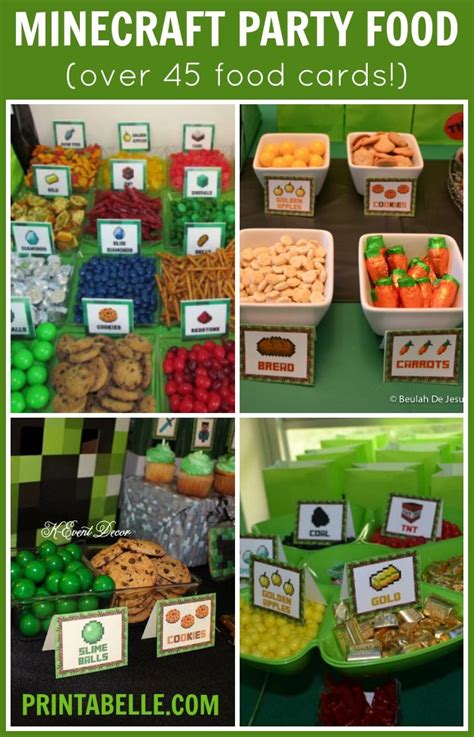 Toradh íomhá ar Minecraft Party Food Cards