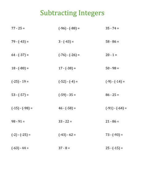 Image result for Free Printable Adding Integers Worksheets