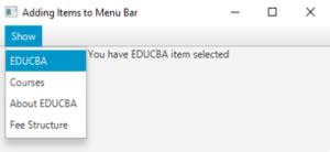 Menubar JavaFX に対する画像結果