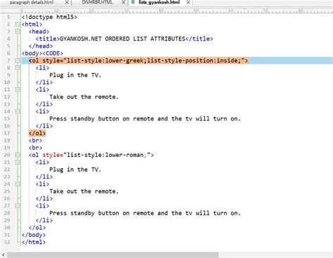 Image result for How We Change Position of Order List in HTML