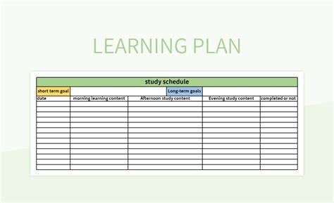 Afbeeldingsresultaten voor Learning Plan Template Excel