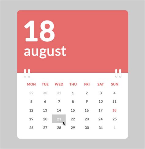 Toradh íomhá ar Calendar Activity Design HTML/CSS
