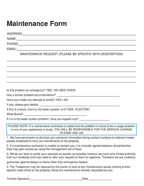 Toradh íomhá ar Problem in Maintenance Request Form