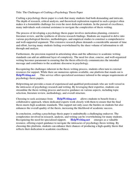 Thesis Psychology Paper | PDF | Psychology | Academic Publishing
