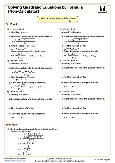 Image result for Quadratic Formula Guided Worksheet