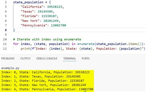 Enumerate Dictionary Python માટે ઇમેજ પરિણામ