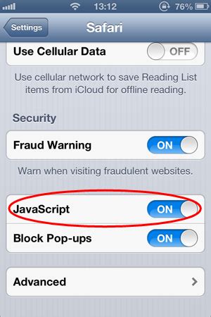 Toradh íomhá ar How to Enable JavaScript On iPhone