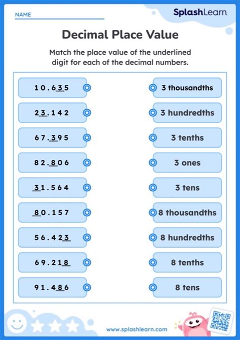 Toradh íomhá ar Place Value Matching Worksheet