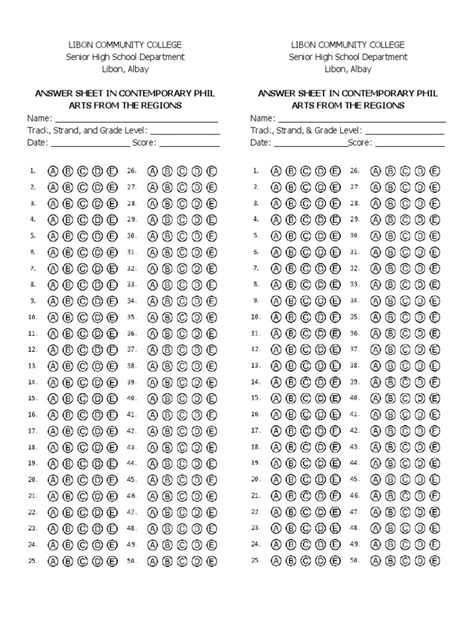 Image result for Test Answer Sheet with Line PDF