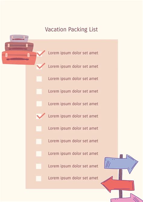 Image result for Vacation Packing List Template Excel