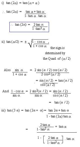 Image result for Trignometry Formula Sub Multiple