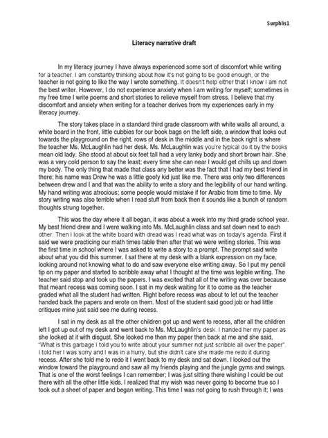 Image result for Personal Narrative Draft Examples