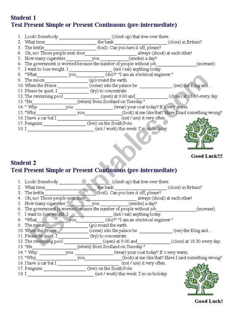 Image result for Test Present Simple and Continuous