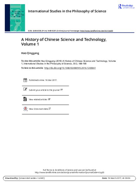 (PDF) A History of Chinese Science and Technology, Volume 1