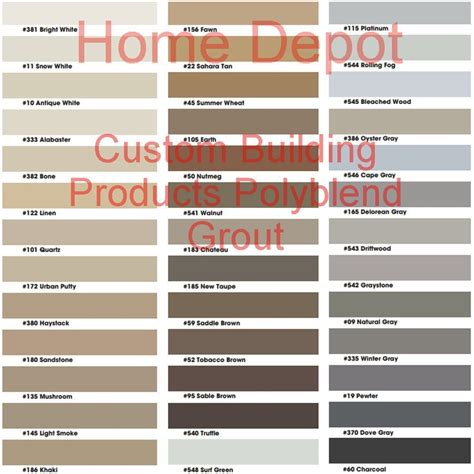 Tile & Grout Color Chart に対する画像結果