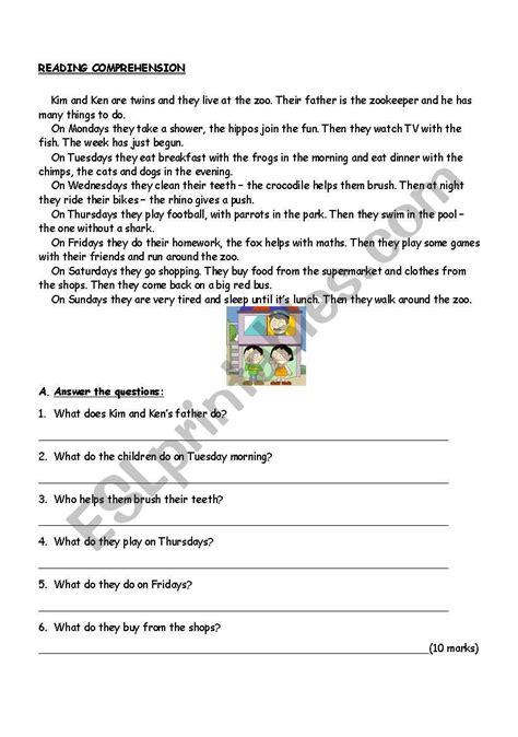 Image result for Reading Comprehension Worksheets Present Simple
