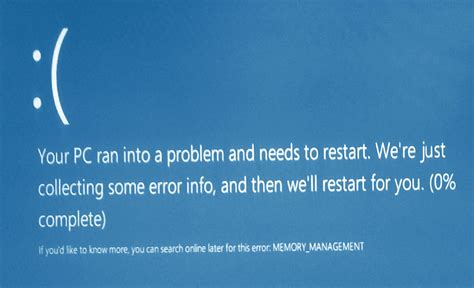 Image result for Memory Error Blue Screen Windows 1.0