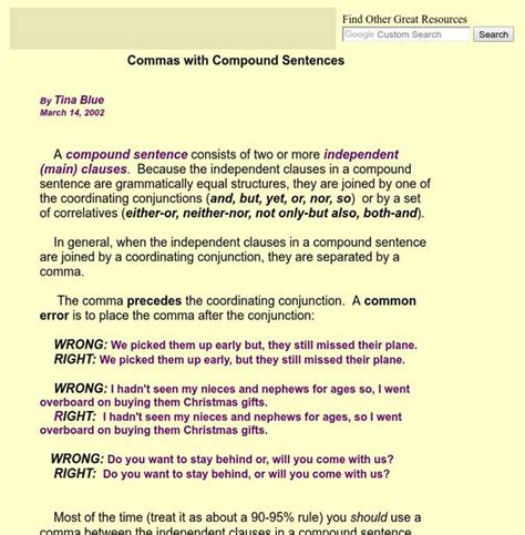 Image result for Using Commas in Compound Sentences Worksheet