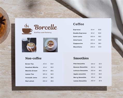 Image result for Basic Coffee Shop Menu