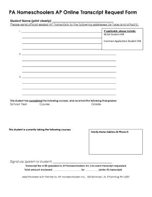 PA Transcript Request Form に対する画像結果