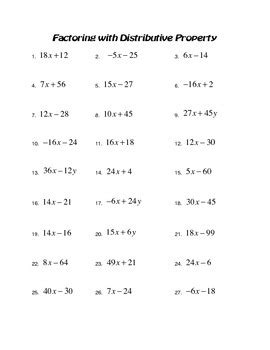 Image result for Distributive Property Worksheet 7th Grade PDF