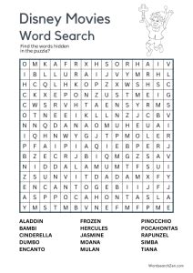 Image result for Disney Movie Word Search Printable