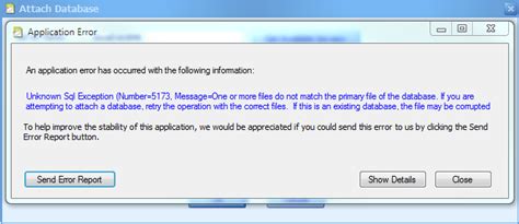 Attach Database Error に対する画像結果