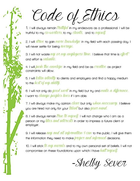 Image result for Example of a Personal Ethics Statement