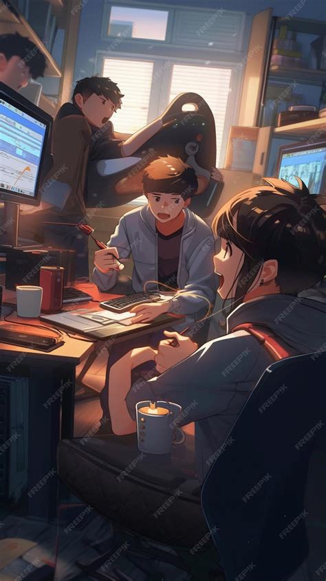 Image result for Anime Characters with Computer