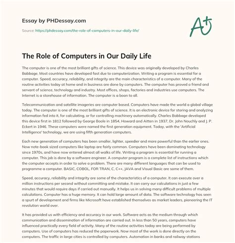 Toradh íomhá ar Application of Computer in Daily Life Essay