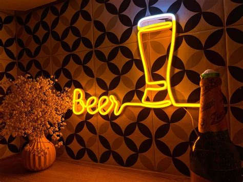 Beer Neon Lover Art Sign Art Beer Neon Sign Beer Glass Wall Decor Beer ...