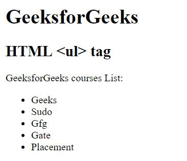 Résultat d’images pour UL Tag in HTML Full Form