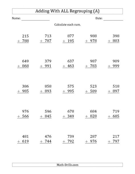 Image result for Fourth Grade Math Addition Worksheets