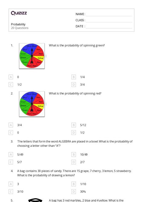 8th Grade Math Probability Worksheets に対する画像結果