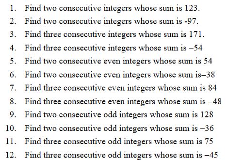 Toradh íomhá ar Consecutive Integer Problems PDF