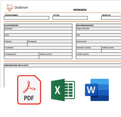 Image result for Werkbon Voorbeeld Excel
