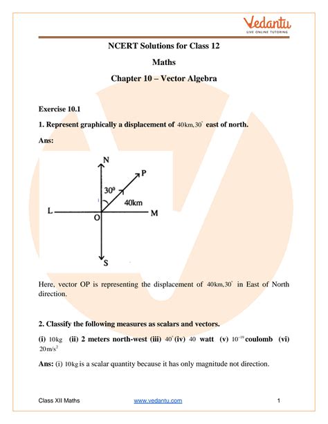 Toradh íomhá ar Vector Algebra Class 12 Worksheet