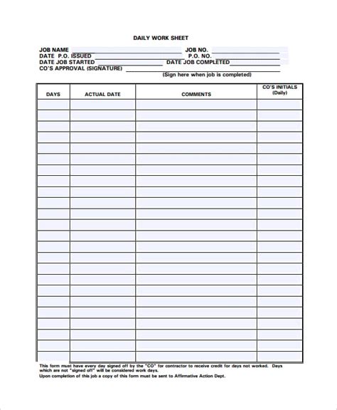 Daily Employee Worksheet に対する画像結果